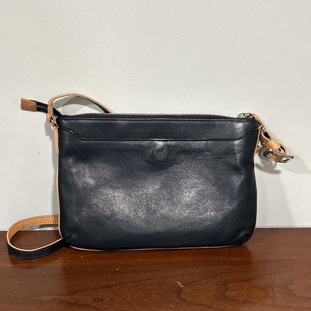 Brighton Fashionista “Laguna” Striped Canvas & Leather Crossbody Pouch Purse med - Picture 2 of 12